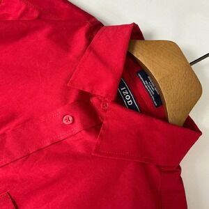 IZOD Red Stretch Button Up Shirt Long Sleeve‎ Collared Top Kids XL